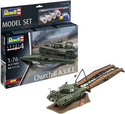 Revell Modelbouwpakket Militaire voertuigen - 63297 A22 Churchill A.V.R.E. - WWII Britse Gevechtstechnische Tank - Model Set Plastic - 1:76 - Modelbouw