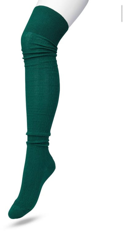 Bonnie Doon Bio Kabel Overknee kousen Dames Donker Groen maat 36/42 - Klassiek Kabel patroon - Biologisch Katoen - Comfort - Classic Cable Overknee sokken - OEKO-TEX - Gladde Naad - Kniekousen - Duurzaam Huidvriendelijk - Trekking Green - P53498.380