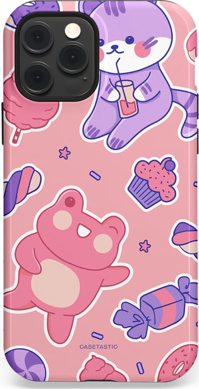 Casetastic hoesje geschikt voor Apple iPhone 12 / Apple iPhone 12 Pro - MagSafe - Dubbellaagse bescherming - Snoepvriendjes - Fashion Case - Lichtroze Lavendel Koraal