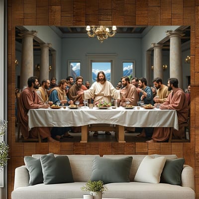 Het Laatste Avondmaal Wandkleed, Jezus En Discipelen Religieuze Kunstprint, Klassieke Christelijke Woondecoratie Voor Woonkamer 70x100cm28x39in