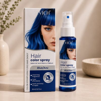 BLAUWE Haar Kleur Spray - Haarspray - HaircolorSpray – Direct natuurlijke haarkleur - Wasbaar-Feest verf – Tijdelijke Haarkleur - Carnaval - Haarspray - Waterbasis – Kleur: blauw