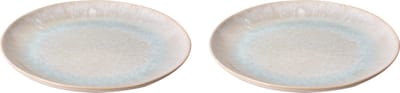 Palmer - Light Blue Sea - Bord - 2 stuks - ø 22,5 cm - Wit/Lichtblauw - Stoneware - Bordenset