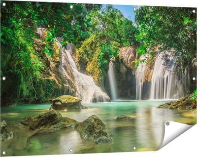 Gards Tuinposter Tropische Waterval - 120x80 cm - Tuindoek - Tuindecoratie - Wanddecoratie buiten - Tuinschilderij