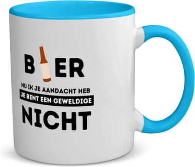 Akyol - bier, nu ik je aandacht heb je bent een geweldige nicht koffiemok - theemok - blauw - Nicht - de beste nicht - verjaardagscadeau - verjaardag - cadeau - cadeautje voor nicht - nicht artikelen - kado - geschenk - gift - 350 ML inhoud