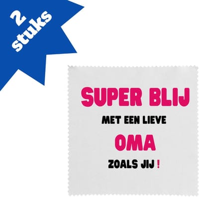 Akyol - super blij met een lieve oma zoals jij brillendoekjes - Oma - de liefste oma - verjaardag - cadeautje voor oma - oma artikelen - kado - geschenk - 17,8 bij 17,8 cm - 2 stuks