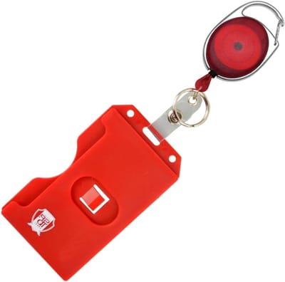 Badgehouder met Reel - ID Kaarthouder Sleutelhanger - Veilig Identificatie Tonen - Dubbelzijdig Ontwerp - 2 kaarten - Rood