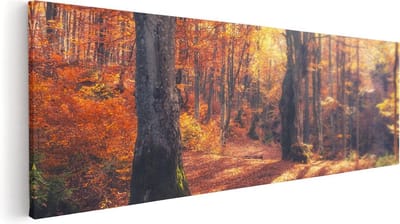 Artaza Canvas Schilderij Herfst Landschap - 60x20 cm - Wanddecoratie Natuur - Muurdecoratie Bos - Kamer Accessoires Woonkamer