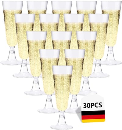 Dailygoods- Champagneglazen set van 30 - Plastic champagneglazen - Kristalhelder - 160 ml - Elegante champagnecoupe - Perfect voor bruiloft - Plastic Glazen