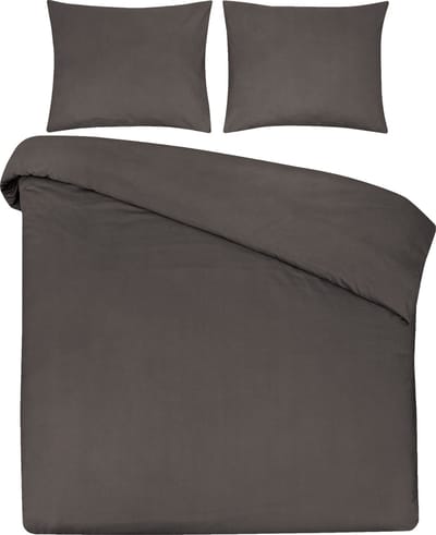 DoubleDry Dekbedovertrek 100% Natuurlijk Katoen - Tweepersoons 200x200/220 cm + 2 Kussenslopen - Ademend & Zacht - Antraciet