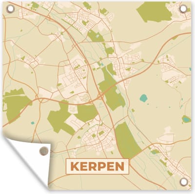Tuin poster Kerpen - Stadskaart - Plattegrond - Vintage - Kaart - 200x200 cm - Tuindoek