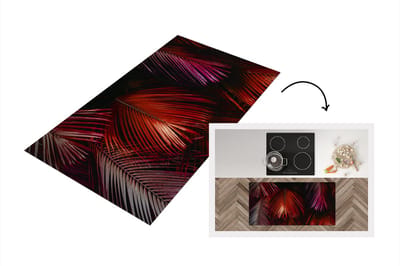 Keukenloper - Loper keuken - Jungle - Bladeren - Rood - 120x60 cm - Keukenloper vinyl