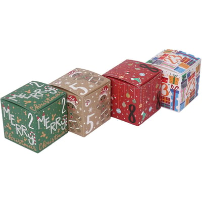48 Pièces Boîtes Cadeaux de Noël Jolis Motifs Boîte à Friandises Décorative de Noël avec Couvercles pour Cadeaux de Fête Bonbons brown