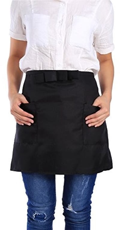 Dailygoods- Schort Korte Halve Lengte - Unisex - Met Zakken - Oliebestendig - Comfortabel - 100% Polyester - Keukenschort