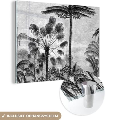 MuchoWow® Glasschilderij 160x120 cm - Schilderij acrylglas - Design - Bomen - Natuur - Planten - Botanisch - Foto op glas - Schilderijen