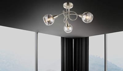 Trango 3-vlams RVS optiek 1010-38L Draaibare plafondlamp *WOW* incl. 3x 5Watt LED lamp 3000K warm wit Spots met design rokerige glazen kappen Woonkamerlamp, plafondspot