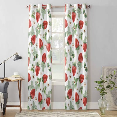 Zomerfruit Aardbei Bloem Raamgordijnen voor Woonkamer Luxe Slaapkamer Gordijn Keuken Jaloezieën Draperieën Gordijnen 135W x 115H(cm) x1