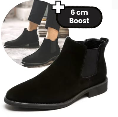 Verhogende Chelsea Boots Heren Schoenen | 6 CM Lengteboost | Nette Liftschoenen | Onzichtbare Verhoging | Zwart