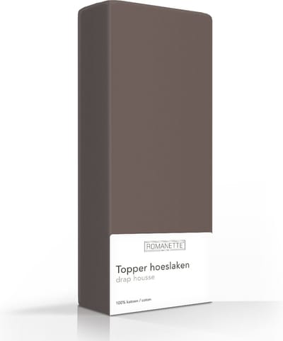 Romanette 100% Luxe Katoen Topper Hoeslaken - Lits-jumeaux Extra Lang (180x220 cm) - Taupe