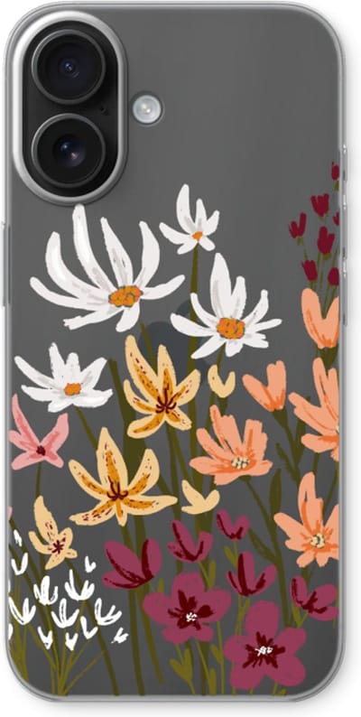 Case Company® - Hoesje geschikt voor iPhone 16 hoesje - Painted wildflowers - Soft Cover Telefoonhoesje - Bescherming aan alle Kanten en Schermrand