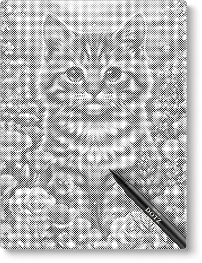 Kat met bloemen | Dot painting | 30x40cm | Dot painting | Oh My Dotz | Dots stippen | Diamond painting & Schilderen op nummer alternatief | Happy hobby