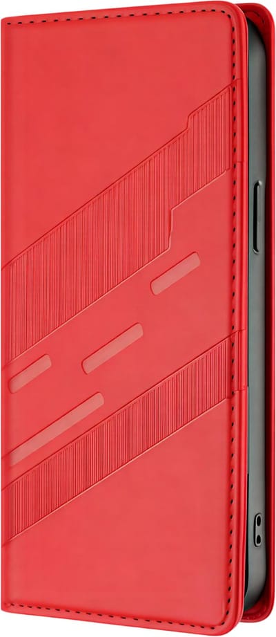 Perfect Magnetisch Lederen Hoesje – Geschikt voor Samsung Galaxy S25, Telefoonhoesje met Sterke Magneet en Beschermende Case-Rood