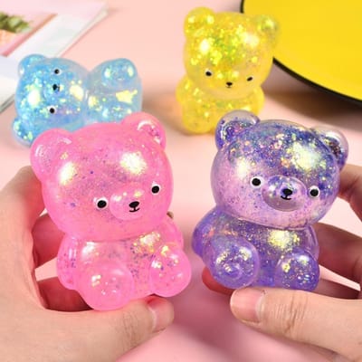 Schattige Squishy Beer Fidget Speeltjes Langzaam Rijzend Knijpspeeltje Grappige Stressverlichter Drukverlagend Hulpmiddel voor Kinderen en Volwassenen yellow