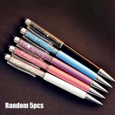 5 Sets Diamant Metalen Balpennen, Touchscreen Pennen, Kristallen Balpennen, Touch Pennen, Kristallen Schrijfpennen, Multifunctioneel en Draagbaar gray