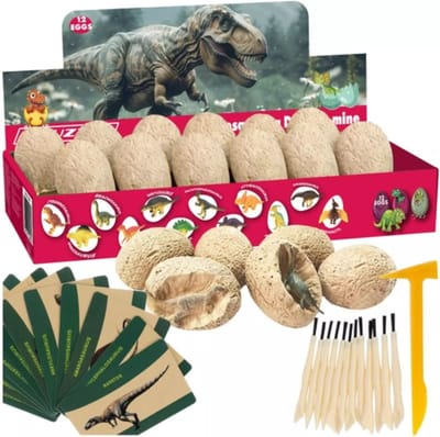 Kruzzel Dinosaur Mine - 12 Opgravingsset voor Kinderen - Educatief Speelgoed