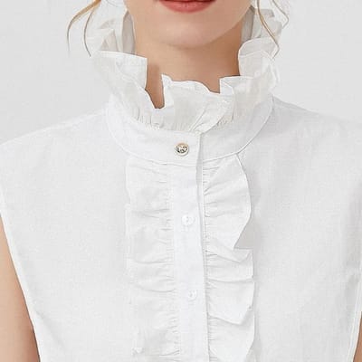 WiseGoods Premium Verstelbare Losse Kraag Blouse - Dameskleding Wit - Boord Met Ruches - Blouses Accessoire - Dames Kleding