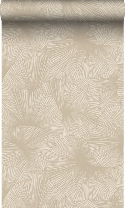 Origin Wallcoverings behang 3D-motief bladeren beige - 53 cm x 10.05 m - 348006