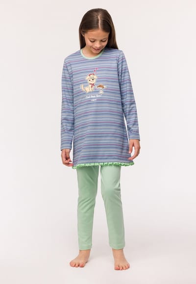 Woody pyjama meisjes - labradoodle - streep - 242-10-BLB-S/961 - maat 140