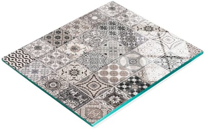Decoratieve glazen snij- en serveerplank van keramische tegels, 60x52 cm