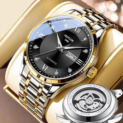 Montre d'affaires tendance pour hommes, montre automatique non mécanique, calendrier anglais, montre à quartz lumineuse one black