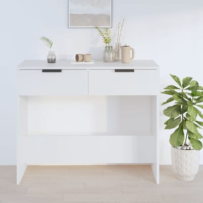 vidaXL - Wandtafel - 90x36x75 - cm - bewerkt - hout - wit