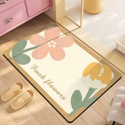 Diatomeeënaarde Vloermat Badkamervloermat Waterabsorptie en Vuilafstotend Voetmat Badkamer Toilet Deurmat Antislip Voetmat 40*60cm