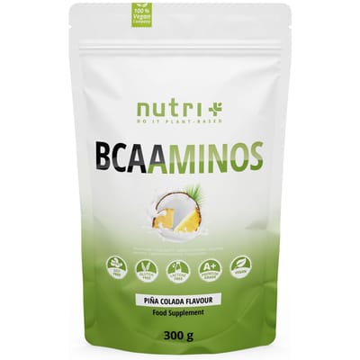 nutri+ BCAA poeder Pina Colada - hooggedoseerd aminozuurcomplex - instant BCAA poeder vegan - 2:1:1 L-leucine L-isoleucine L-valine - 300 g