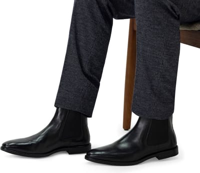 Manfield - Heren - Zwarte leren chelsea boots - Maat 40