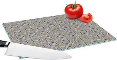 Glazen Snijplank - 28x20 - Bruin - Patronen - Geometrie - Snijplanken Glas