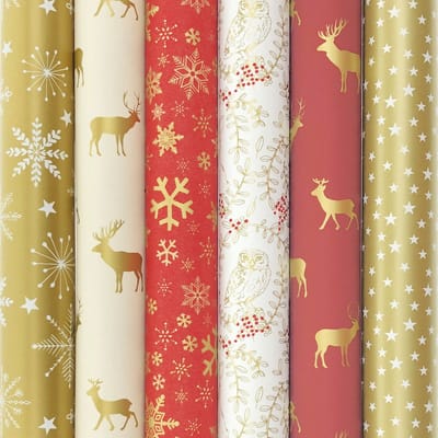 Wintercharm cadeaupapier - Kerstpapier inpakpapier voor kerst - 200 x 70 cm - 6 rollen