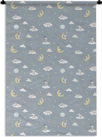 Wandkleed - Wanddoek - Muis - Maan - Patronen - 120x180 cm - Wandtapijt