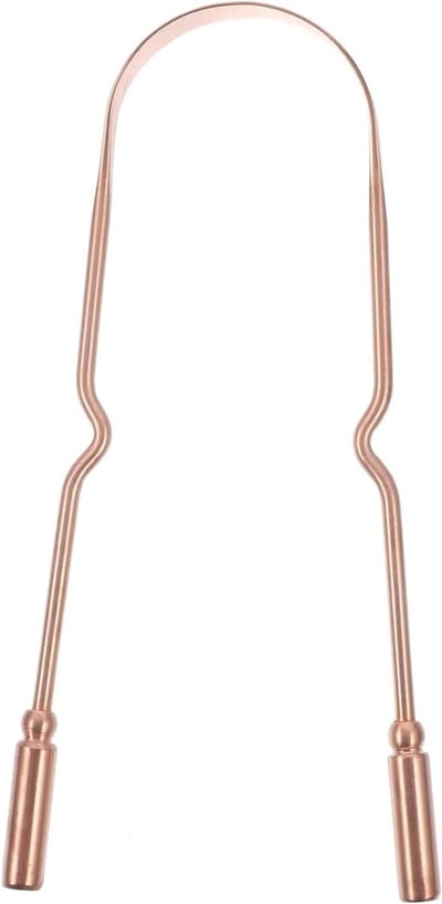 Tongschraper Koper - Tongreiniger Metaal - Mondhygiëne Verbeteren - Ergonomische Handgreep - 13 cm - Goud