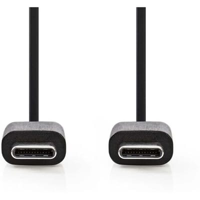 Nedis USB-Kabel - USB 2.0 - USB-C Male - USB-C Male - 60 W - 480 Mbps - Vernikkeld - 1.00 m - Rond - PVC - Zwart - Label