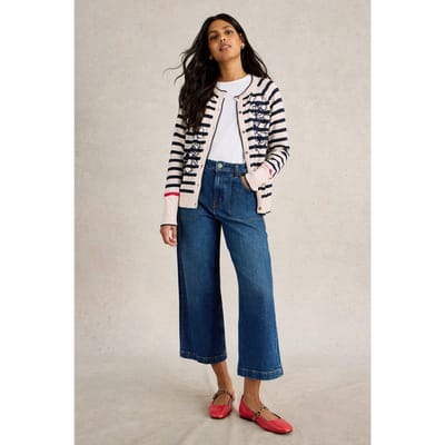 White Stuff Lulu Embroidered Cardi White Multi Maat: 8 | Lichte Jassen Outlet | Dames | Blauw