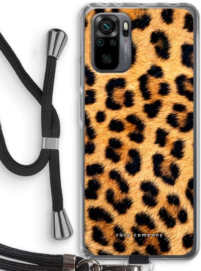 Case Company® - Hoesje met koord geschikt voor Xiaomi Redmi Note 10 Pro hoesje met Koord - Luipaard - Telefoonhoesje met Zwart Koord - Bescherming aan alle Kanten en Over de Schermrand