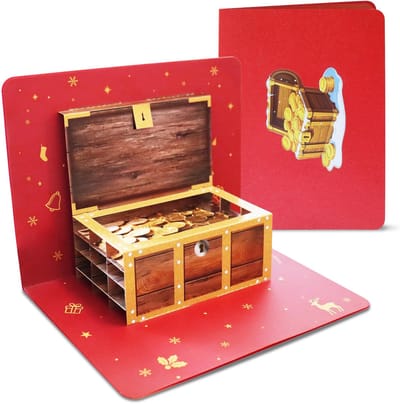 Dailygoods - BIROYAL Pop-Up Kerstkaarten, 3D Pop-Up Kerstkaarten met Enveloppen, Nieuwjaarsdecoratie als Cadeau, Kerstmis Wenskaarten Kerstcadeau voor Kinderen Vrienden Familie