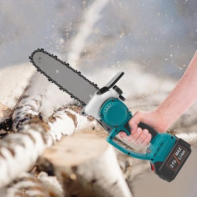 Accukettingzaag - Elektrische kettingzaag - Hout zagen - Borstelloze motor - 8 inch - Blauw
