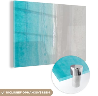 MuchoWow® Glasschilderij 60x40 cm - Schilderij acrylglas - Strand - Zee - Eiland - Foto op glas - Muurdecoratie woonkamer - Wanddecoratie slaapkamer - Schilderijen