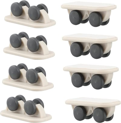 Zelfklevende Wielen - Set van 8 Stuks - Zwenkwielen - Kunststof - Meubels - Kar - Bureau - Opslag - Max. 17.5 Kg - Wit