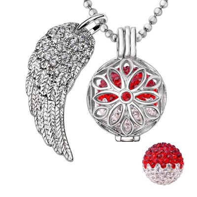 Engelenroeper 18mm Bolhouder met Ketting 90cm en Bolletje - Dames - Zilverkleurig Bloem - EBS18113
