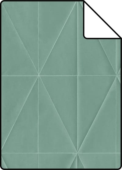 Proefstaal Origin Wallcoverings behang origami motief vergrijsd groen - 26,5 x 21 cm - 347858-S
